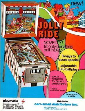 Jolly Ride Pinball Flyer Original Roller Coaster Carnival Art Playmatic